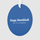 写真パーソナライズされたと文字ブルーHanukkah オーナメント (正面)