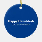 写真パーソナライズされたと文字ブルーHanukkah セラミックオーナメント (正面)