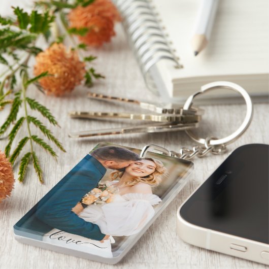 写真パーソナライズされたと文字ラブキープサケ キーホルダー (正面右)
