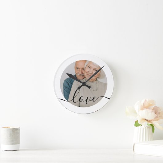 写真パーソナライズされたと文字写真 ラウンド壁時計 (ホーム)
