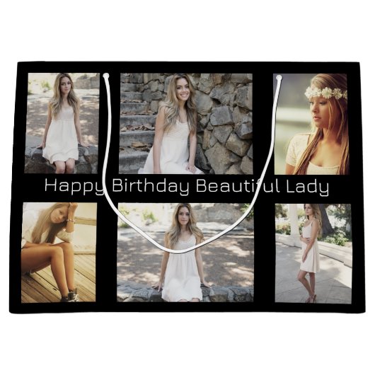 写真パーソナライズされたと文字数々の大事な行事 ラージペーパーバッグ (正面)