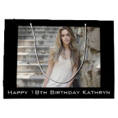 写真パーソナライズされたと文字数々の大事な行事 ラージペーパーバッグ (裏面)