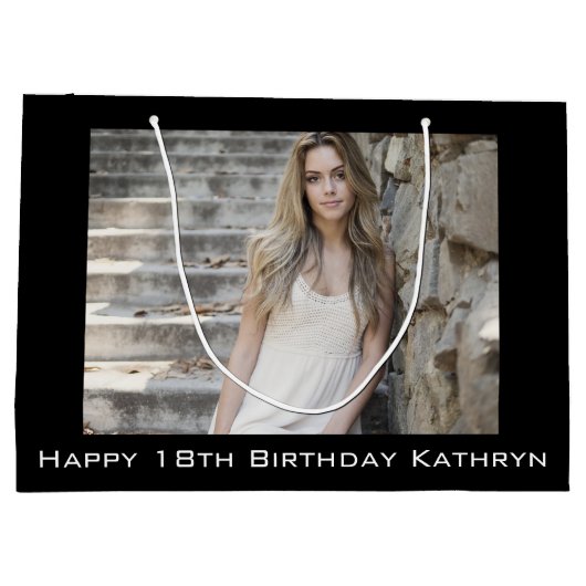 写真パーソナライズされたと文字数々の大事な行事 ラージペーパーバッグ (裏面)