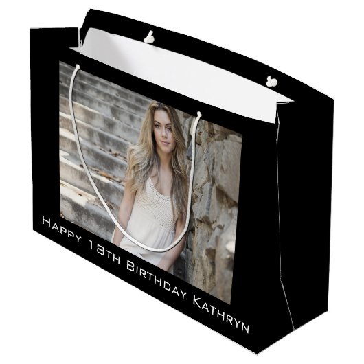 写真パーソナライズされたと文字数々の大事な行事 ラージペーパーバッグ (裏面アングル)