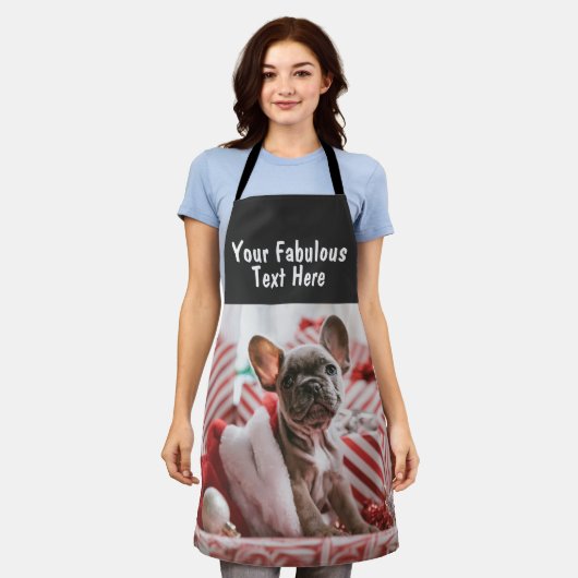 写真パーソナライズされたと文字 エプロン (着用した状態)