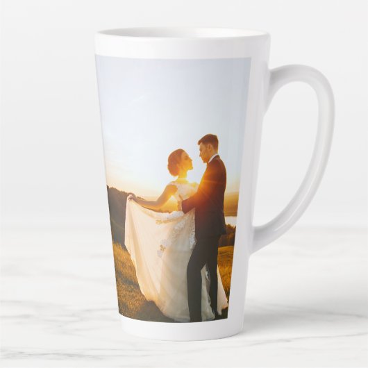 写真パーソナライズされたと文字 カフェラテマグ (右)