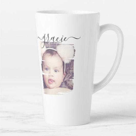 写真パーソナライズされたと文字 カフェラテマグ (右)