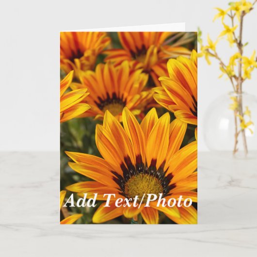 写真パーソナライズされたと文字 カード (黄色い花)