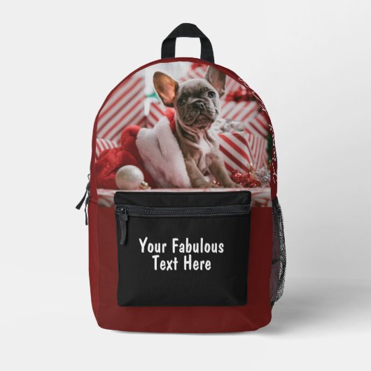 写真パーソナライズされたと文字 プリントバックパック (正面)