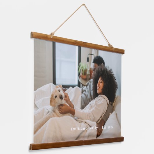 写真パーソナライズされたと文字 吊り下げ型タペストリー (傾斜あり)