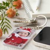 写真パーソナライズされたと文字Keepsake キーホルダー (正面右)