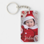 写真パーソナライズされたと文字Keepsake キーホルダー (正面)