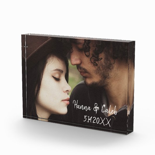 写真パーソナライズされたと日結婚付き記念日 フォトブロック (右)