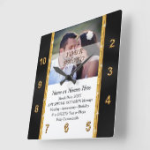 写真パーソナライズされたと時計の結婚贈り物 スクエア壁時計 (傾斜)