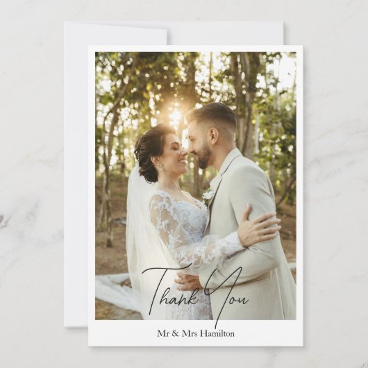 写真パーソナライズされたと結婚メッセージ サンキューカード (正面)