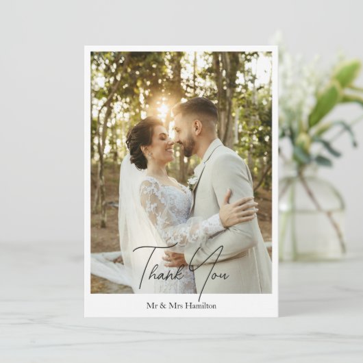 写真パーソナライズされたと結婚メッセージ サンキューカード (スタンド正面)