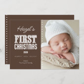 写真パーソナライズされたと色の初めてのクリスマスカード シーズンカード (正面/裏面)