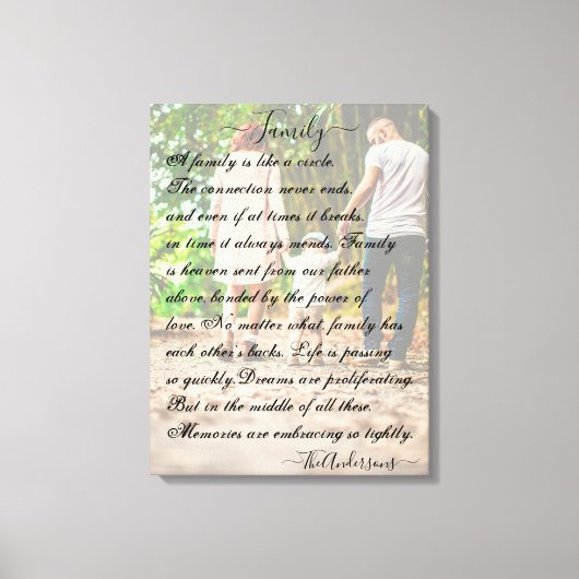 写真パーソナライズされたと詩 キャンバスプリント (正面)