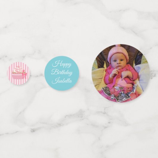 写真パーソナライズされたと誕生日年の紙吹雪 コンフェッティ (正面)