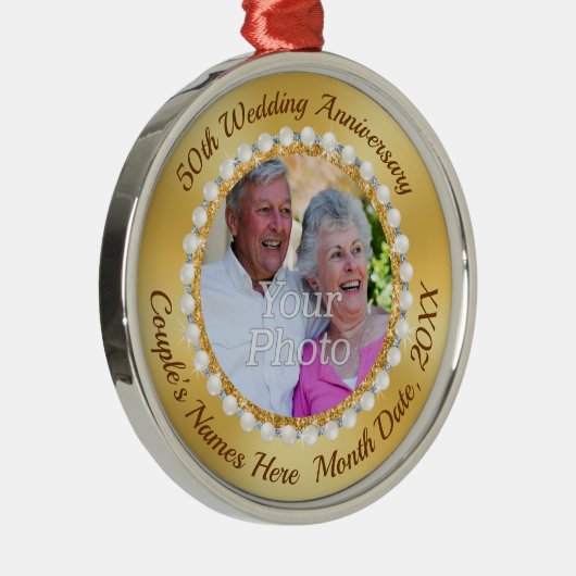 写真パーソナライズされたと50周年記念 メタルオーナメント (右)