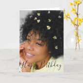 写真パーソナライズされたのカスタムハッピーバースデー カード (黄色い花)