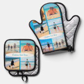 写真パーソナライズされたのコラージュとカスタム文字 鍋つかみ&鍋敷きセット (正面/裏面)