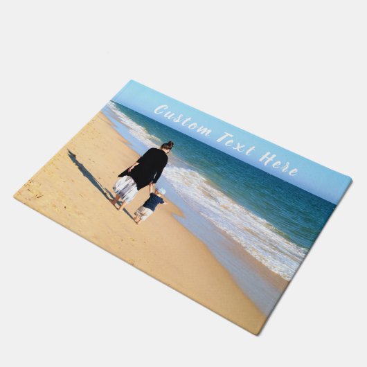 写真パーソナライズされたのフォーマットとカスタム文字 ドアマット (アングル)