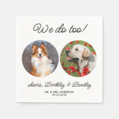 写真パーソナライズされたのペット犬の数が2つ結婚多い スタンダードカクテルナプキン (正面)