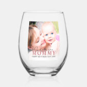 写真パーソナライズされたのママ ステムなしワイングラス (正面)