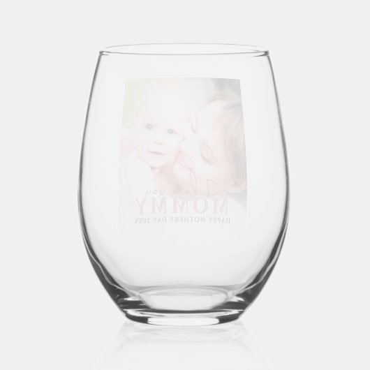 写真パーソナライズされたのママ ステムなしワイングラス (裏面)