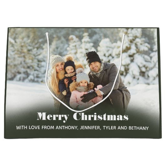 写真パーソナライズされたの休日またはクリスマス ラージペーパーバッグ (正面)