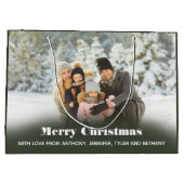 写真パーソナライズされたの休日またはクリスマス ラージペーパーバッグ (裏面)