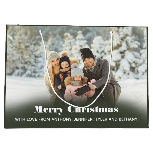 写真パーソナライズされたの休日またはクリスマス ラージペーパーバッグ (裏面)