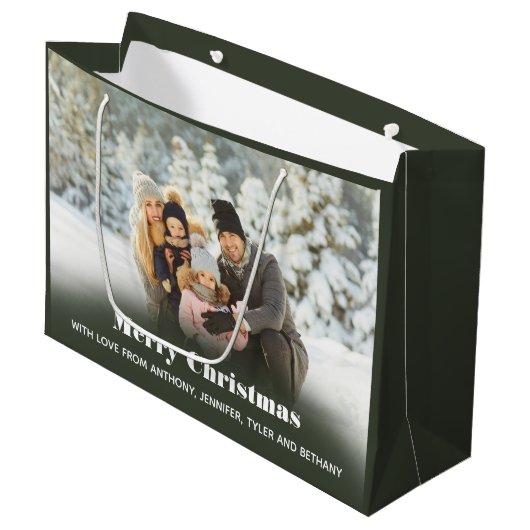 写真パーソナライズされたの休日またはクリスマス ラージペーパーバッグ (正面アングル)