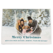写真パーソナライズされたの休日またはクリスマス ラージペーパーバッグ (正面)