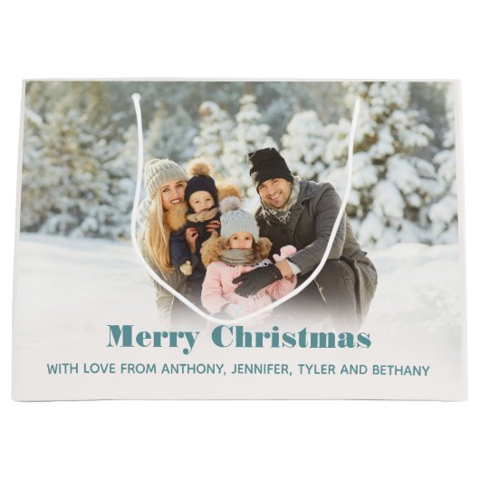 写真パーソナライズされたの休日またはクリスマス ラージペーパーバッグ (正面)