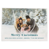 写真パーソナライズされたの休日またはクリスマス ラージペーパーバッグ (裏面)