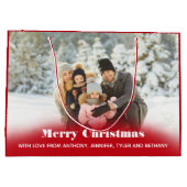 写真パーソナライズされたの休日またはクリスマス ラージペーパーバッグ (裏面)