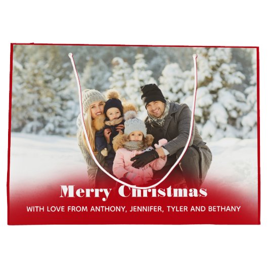 写真パーソナライズされたの休日またはクリスマス ラージペーパーバッグ (裏面)