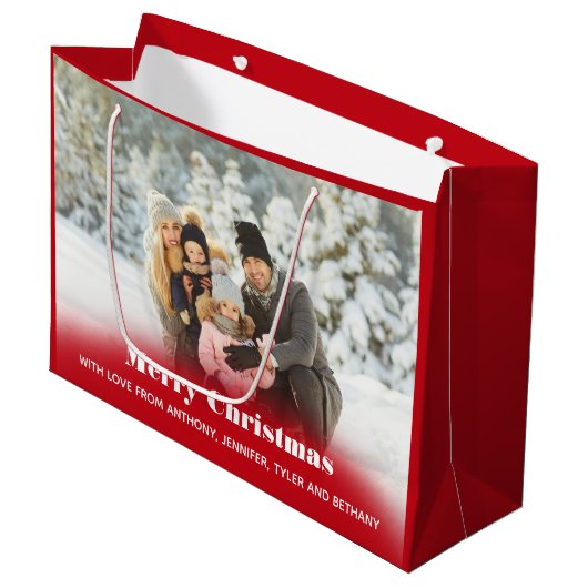写真パーソナライズされたの休日またはクリスマス ラージペーパーバッグ (正面アングル)