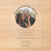写真パーソナライズされたの冒険が始ま結婚る アクリル招待状 (正面)