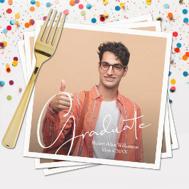 写真パーソナライズされたの卒業 スタンダードカクテルナプキン