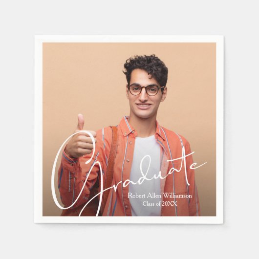 写真パーソナライズされたの卒業 スタンダードカクテルナプキン (正面)