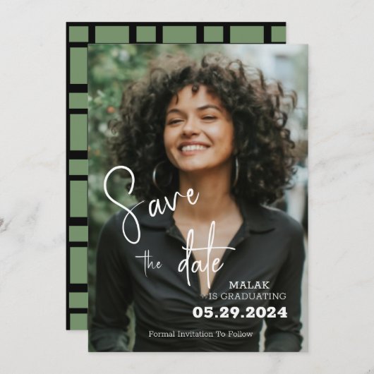 写真パーソナライズされたの卒業 セーブザデート (正面/裏面)