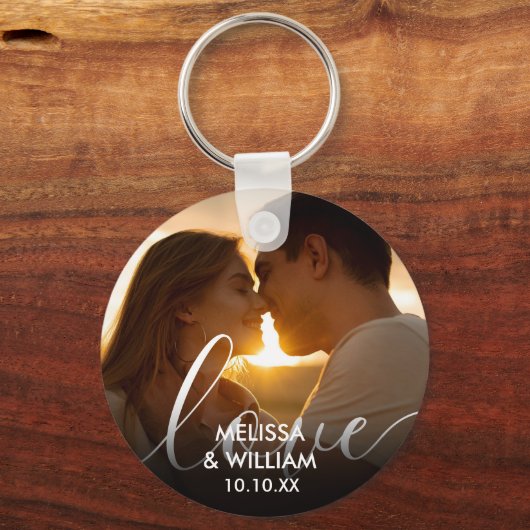 写真パーソナライズされたの名前と日付 キーホルダー (裏面)