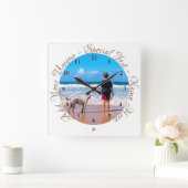 写真パーソナライズされたの壁時計とカスタム文字 スクエア壁時計 (ホーム)