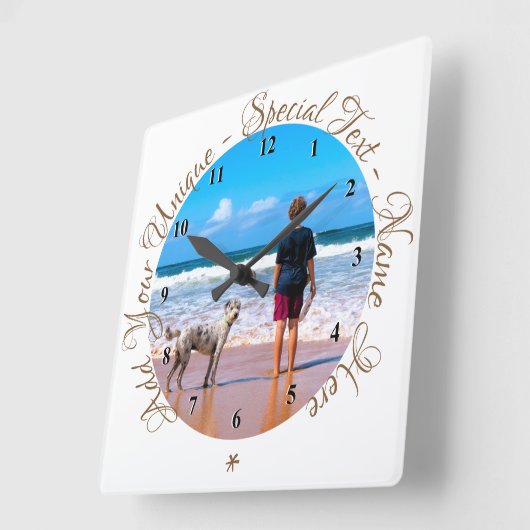 写真パーソナライズされたの壁時計とカスタム文字 スクエア壁時計 (傾斜)