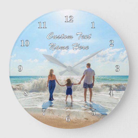 写真パーソナライズされたの壁時計とカスタム文字 ラージ壁時計 (正面)