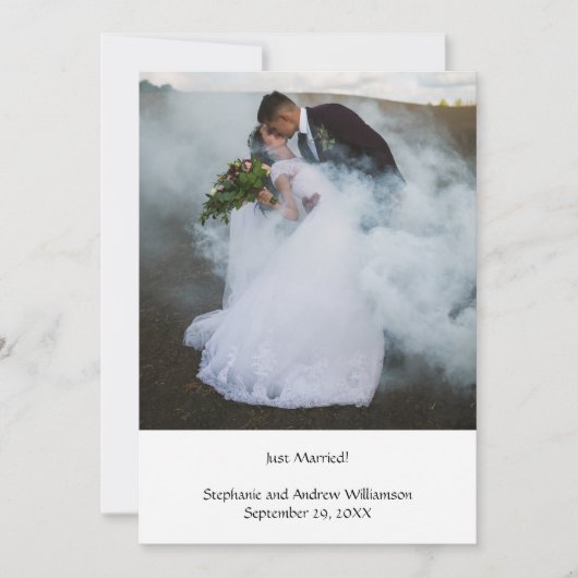 写真パーソナライズされたの投結婚落の告知 案内状 (正面)