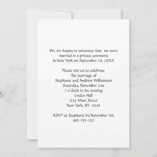 写真パーソナライズされたの投結婚落の告知 案内状 (裏面)